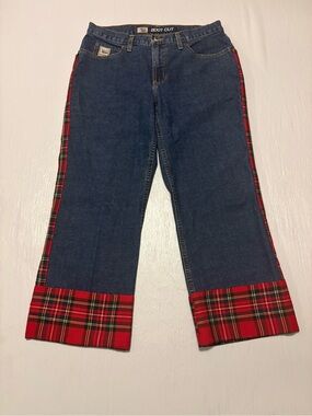 Vintage cruelgirl plaid cuffed jeans